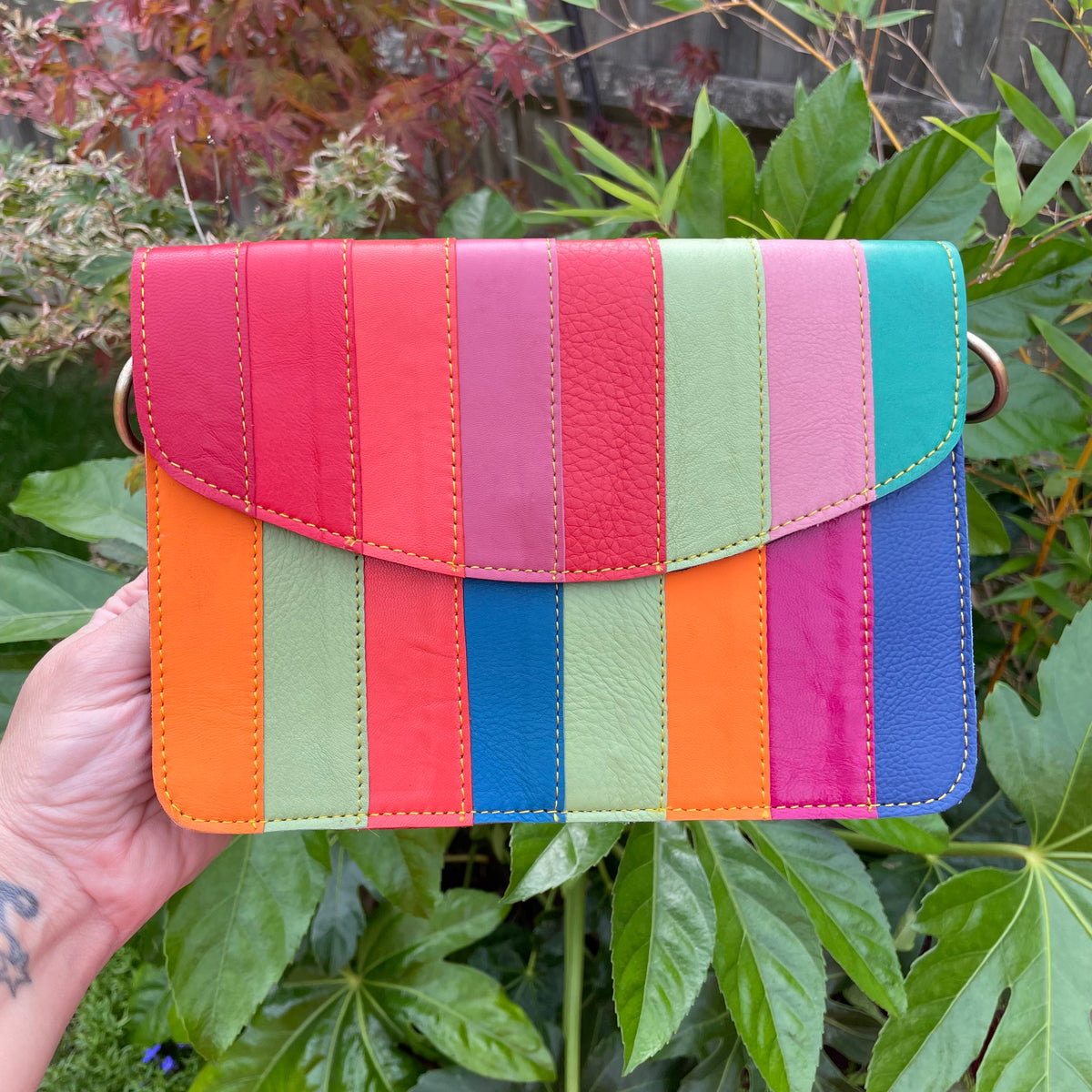 OUTLET Nephele Lucy Bag Unique Handmade Recycled Sustainable Leather Rainbow