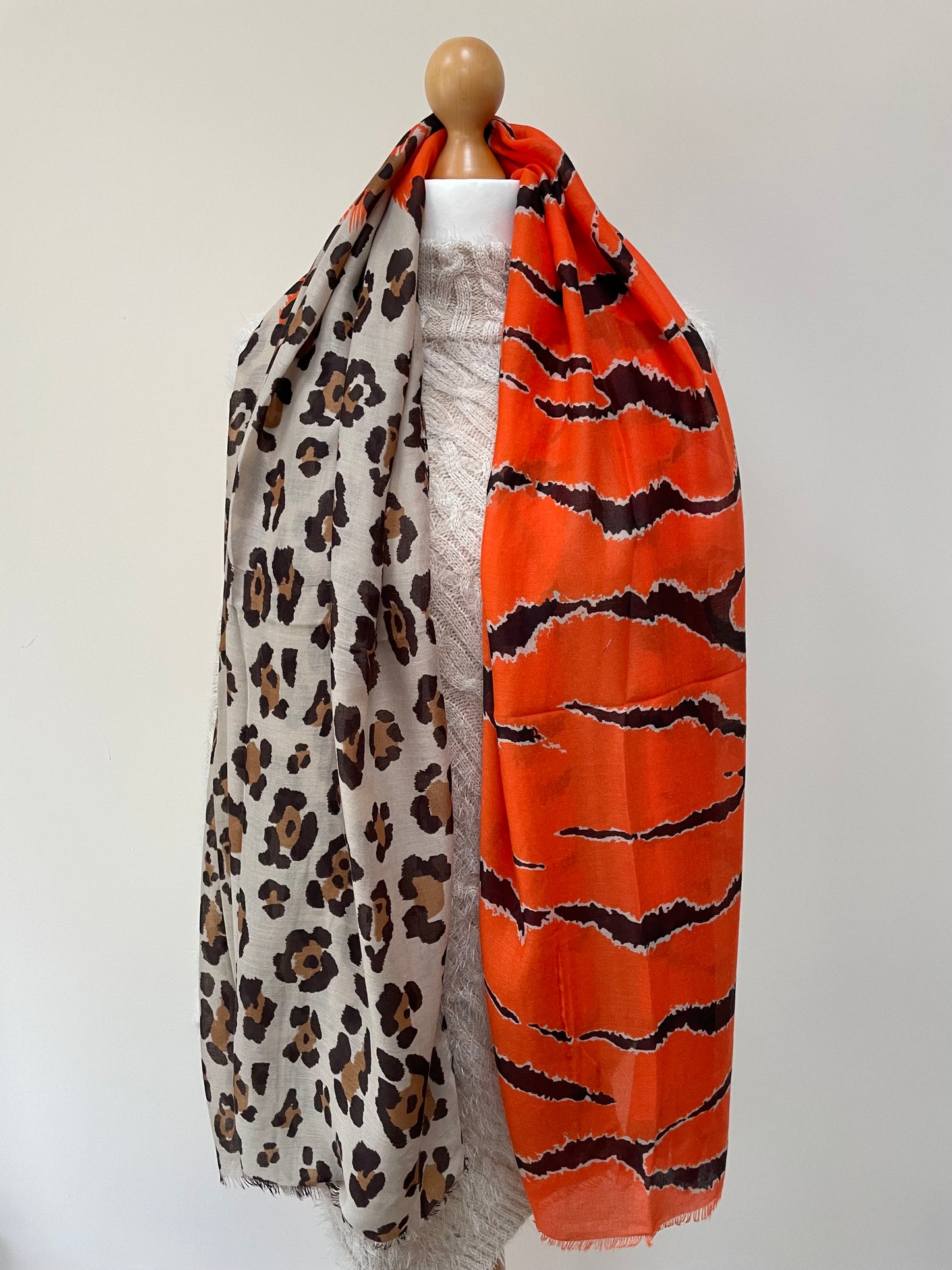 Spring and Autumn Orange Leopard and Tiger Scarf