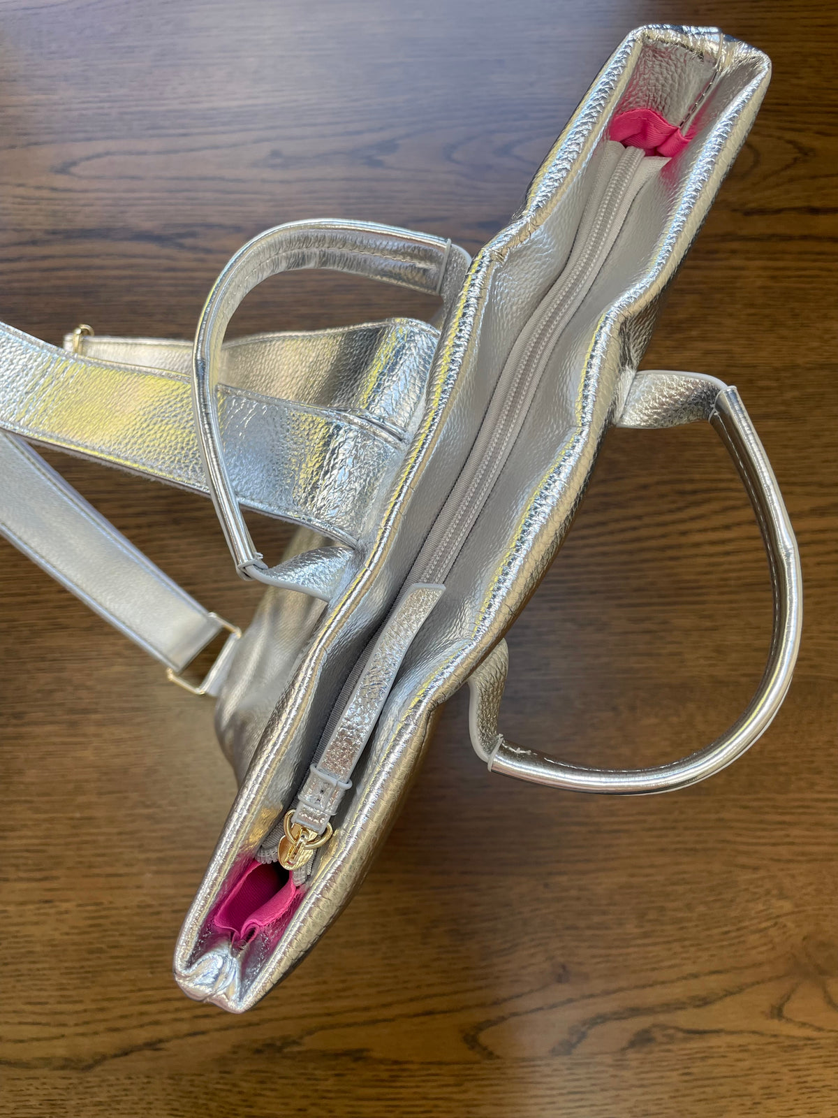 Silver Top Handle Backpack