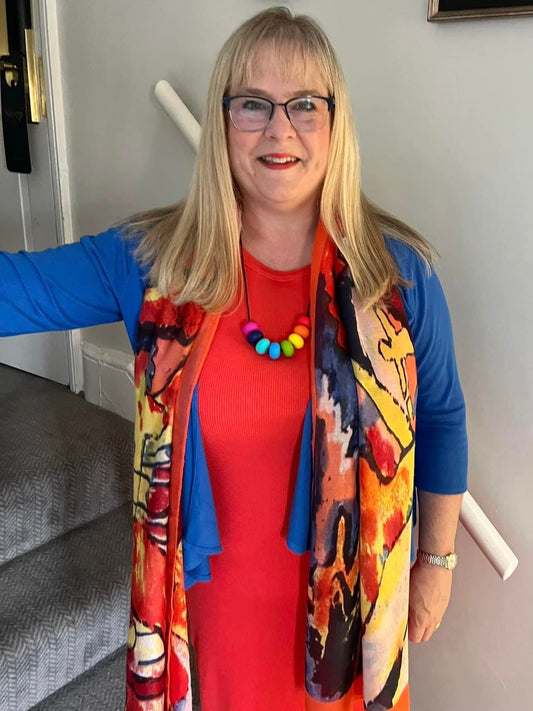 Spring Terracotta Abstract Scarf