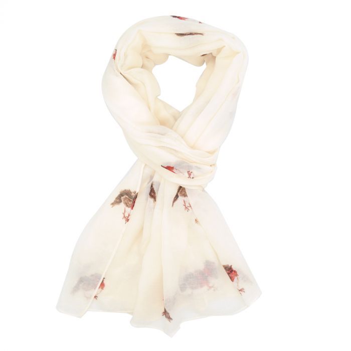 Cream Christmas Robin Scarf