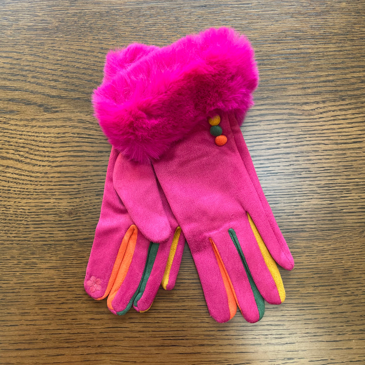 Pink Fluffy Cuff Gloves