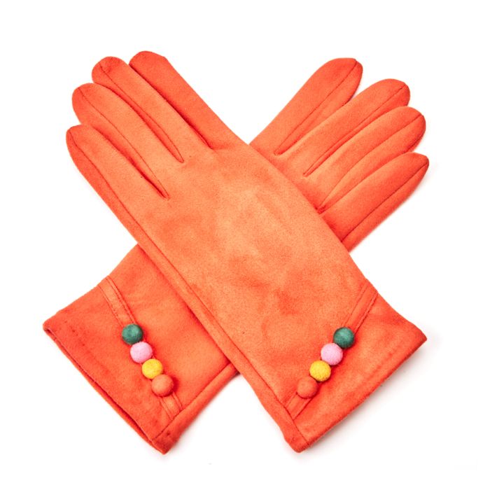 Spring and Autumn Orange Colourful Button Gloves