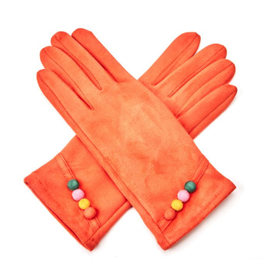 Spring and Autumn Orange Colourful Button Gloves