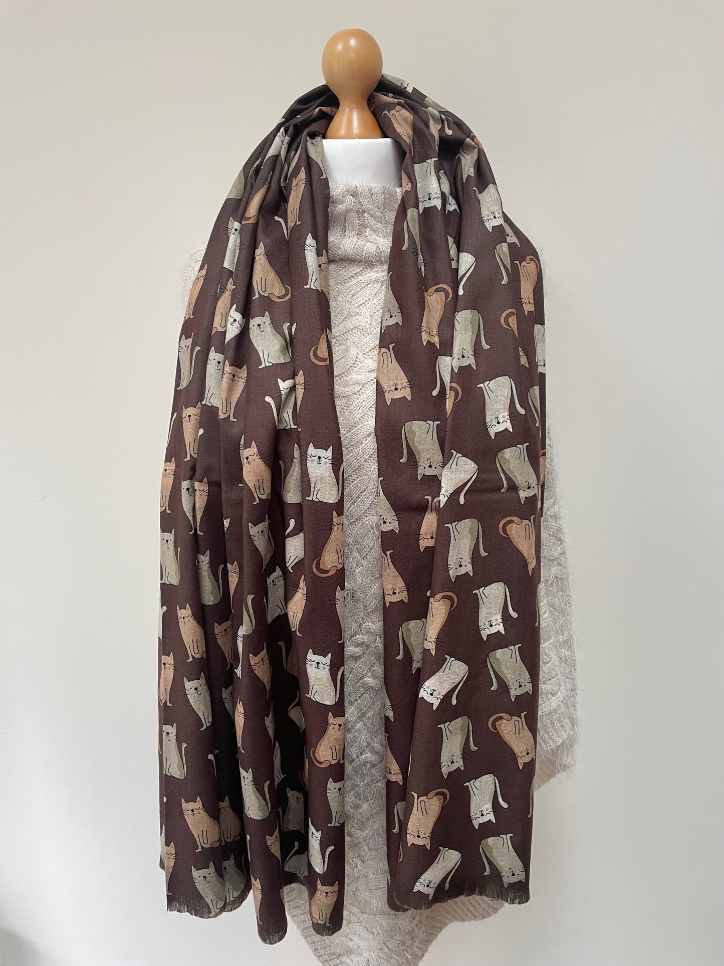 Spring and Autumn Brown Cats Cosy Scarf