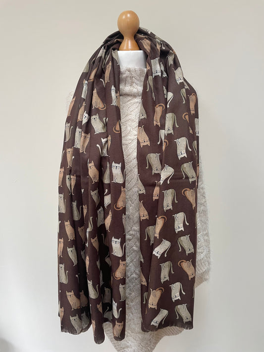 Spring and Autumn Brown Cats Cosy Scarf