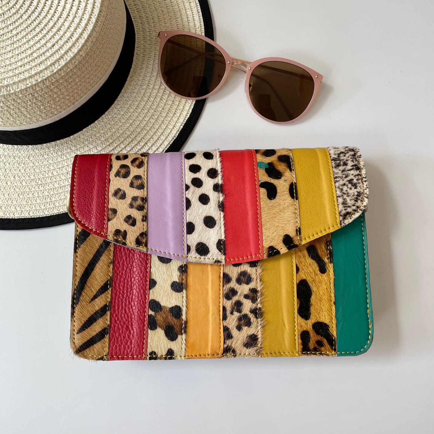 Nephele Lulu Bags Unique Handmade Recycled Sustainable Upcycled Leather Rainbow