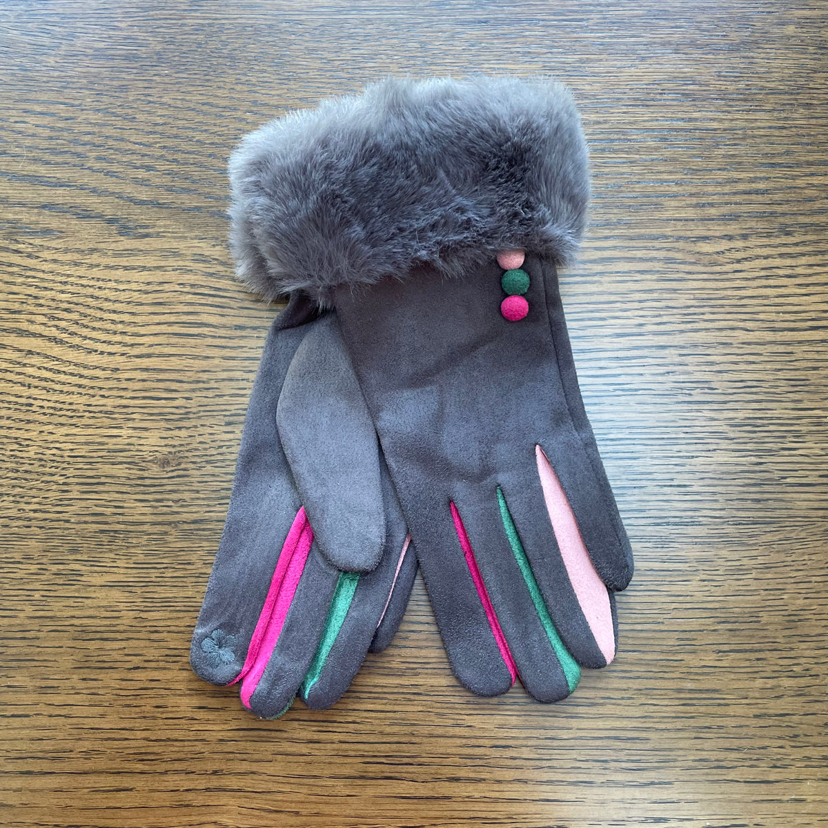 Winter Grey Fluffy Cuff Gloves