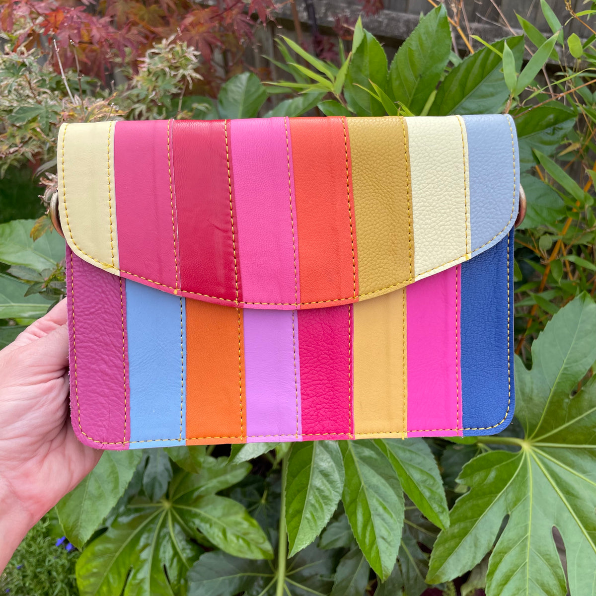OUTLET Nephele Lucy Bag Unique Handmade Recycled Sustainable Leather Rainbow