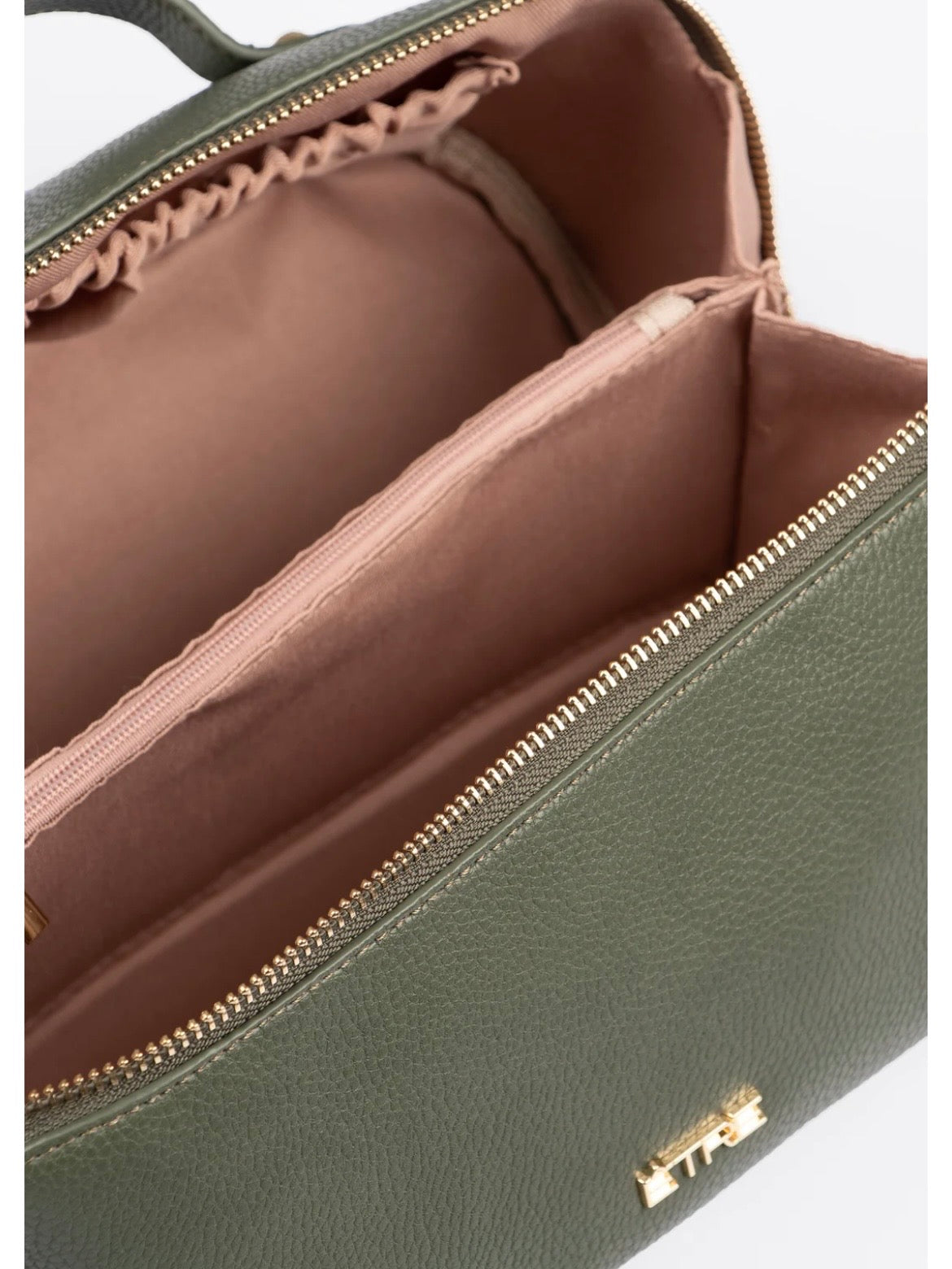 Olive Vanity Case Pebbled Faux Leather
