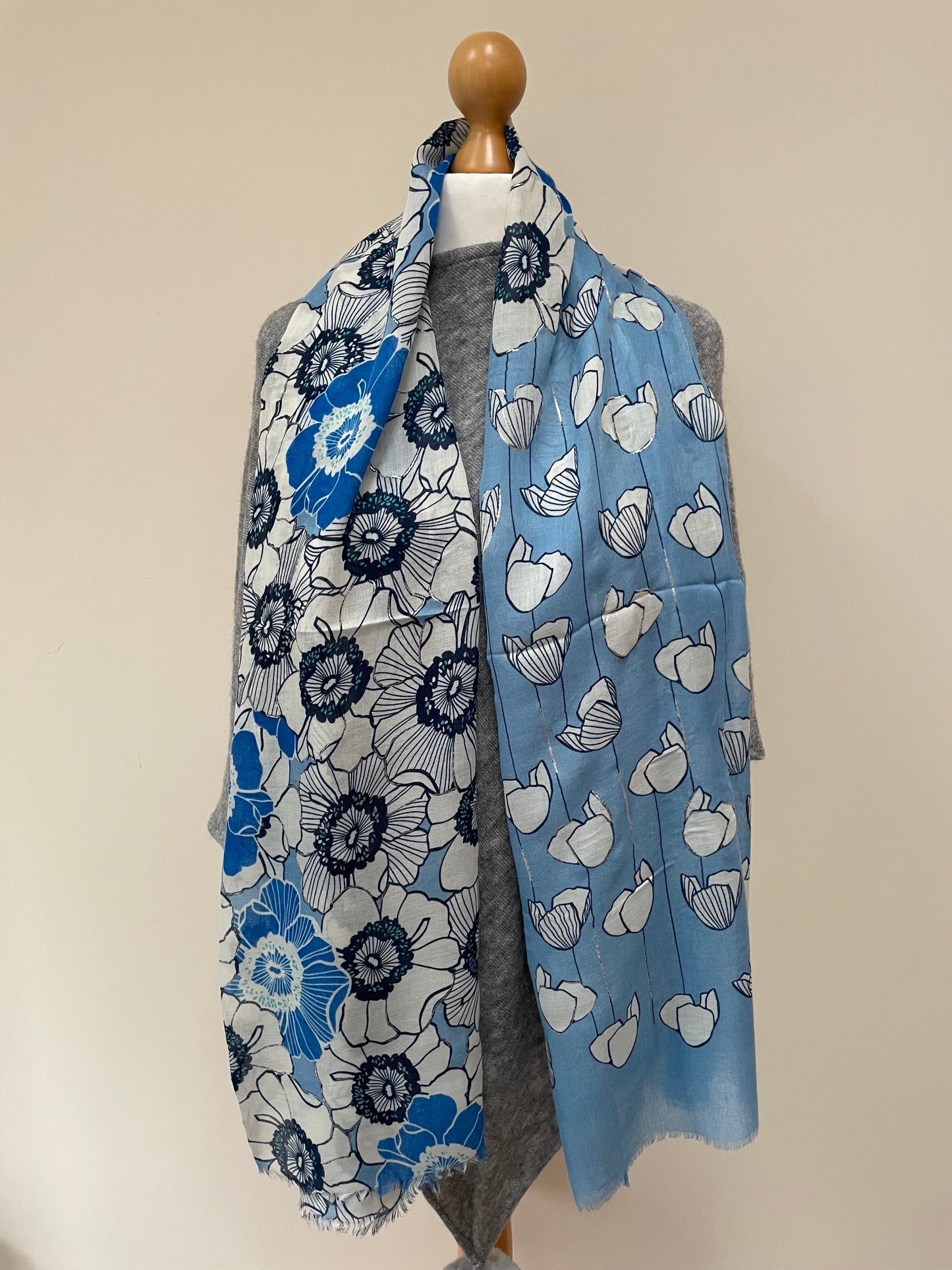 Summer Blue Poppy Scarf