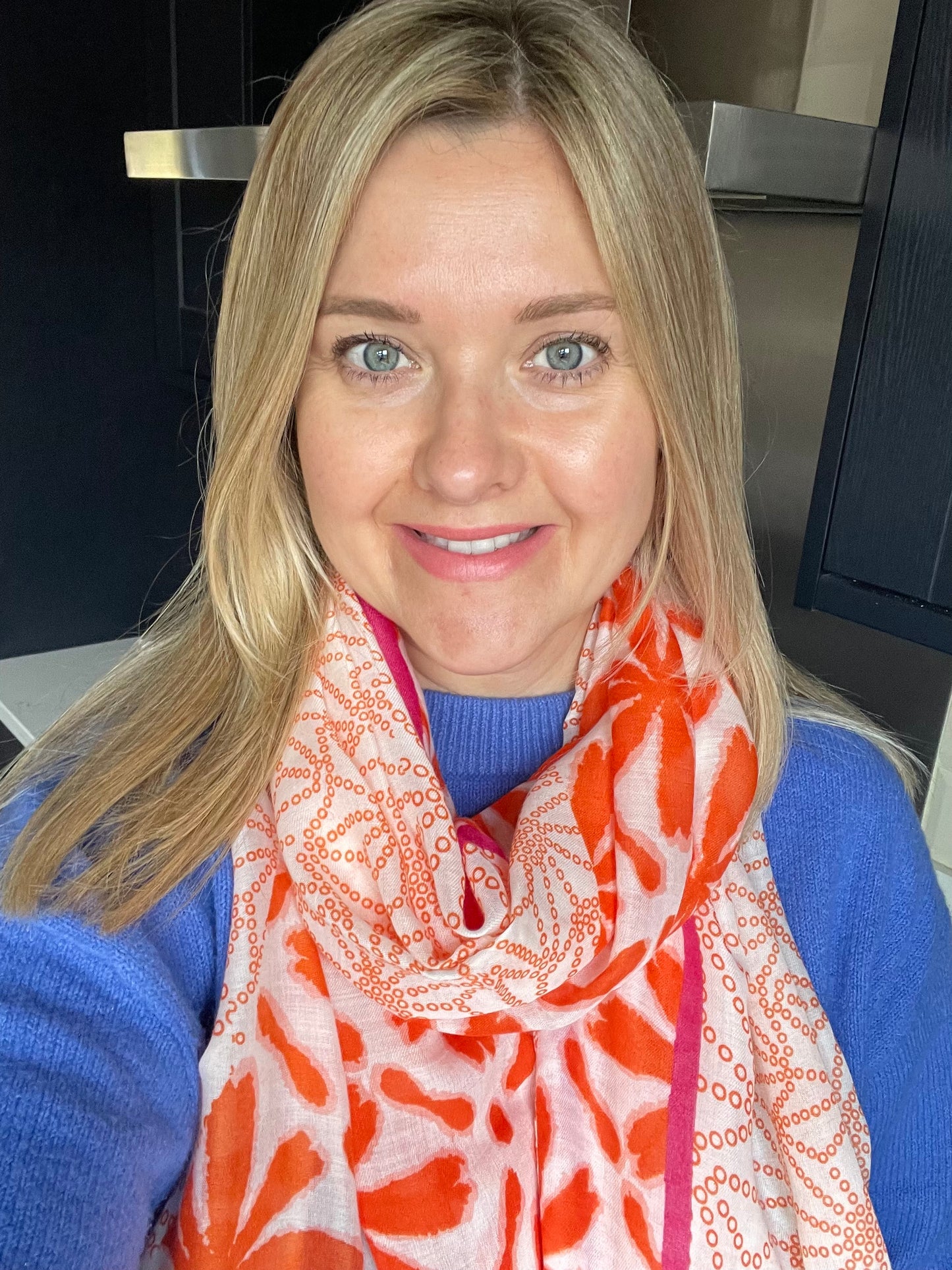Spring Orange and Pink Tassel Scarf