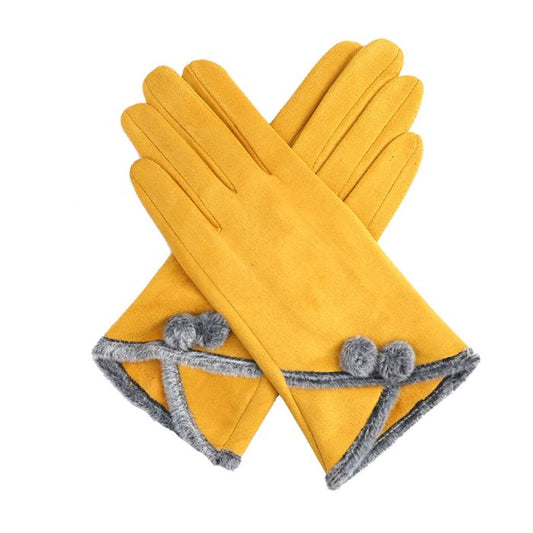 Autumn Mustard and Grey Gloves