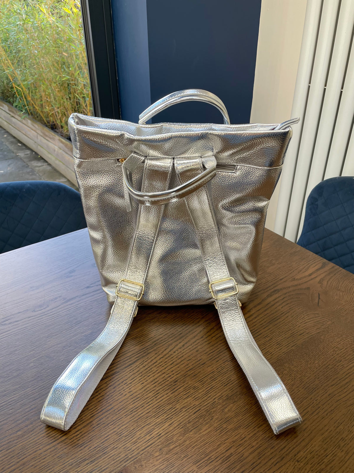 Silver Top Handle Backpack