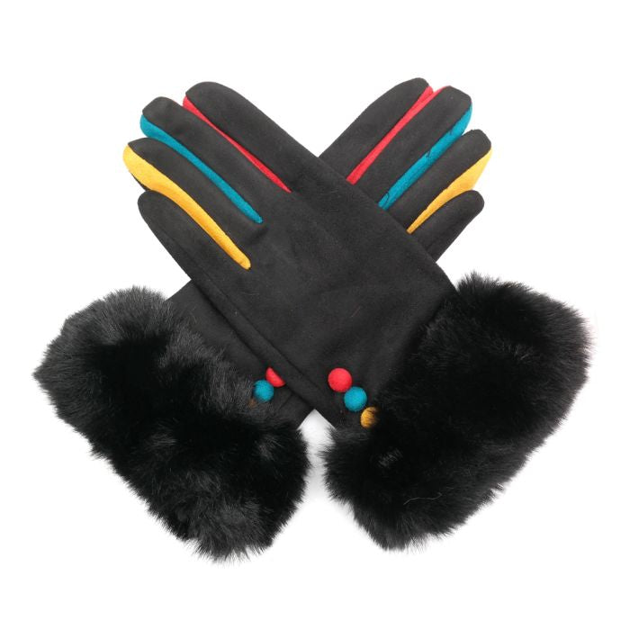Black Fluffy Cuff Gloves