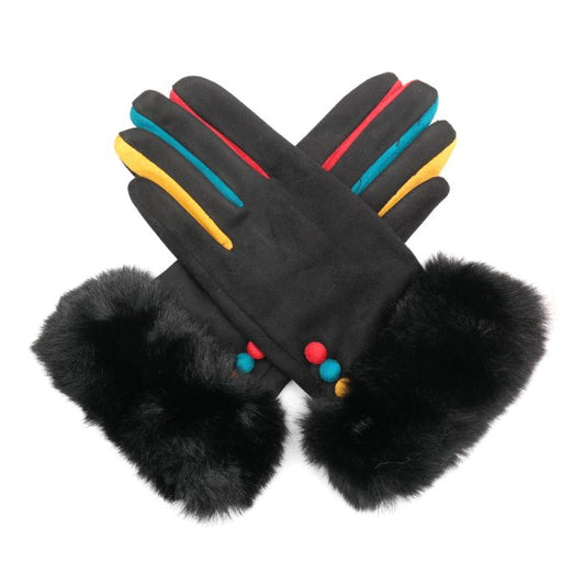 Black Fluffy Cuff Gloves