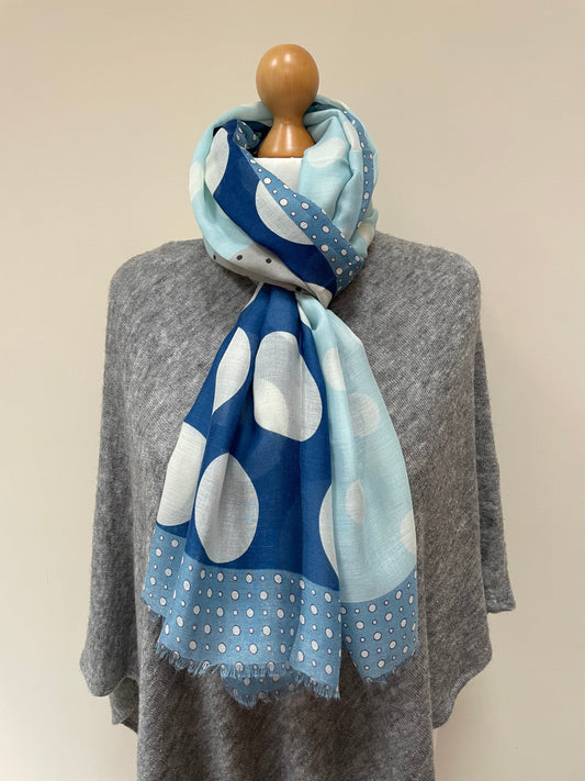 Summer Blue Big Spots Scarf