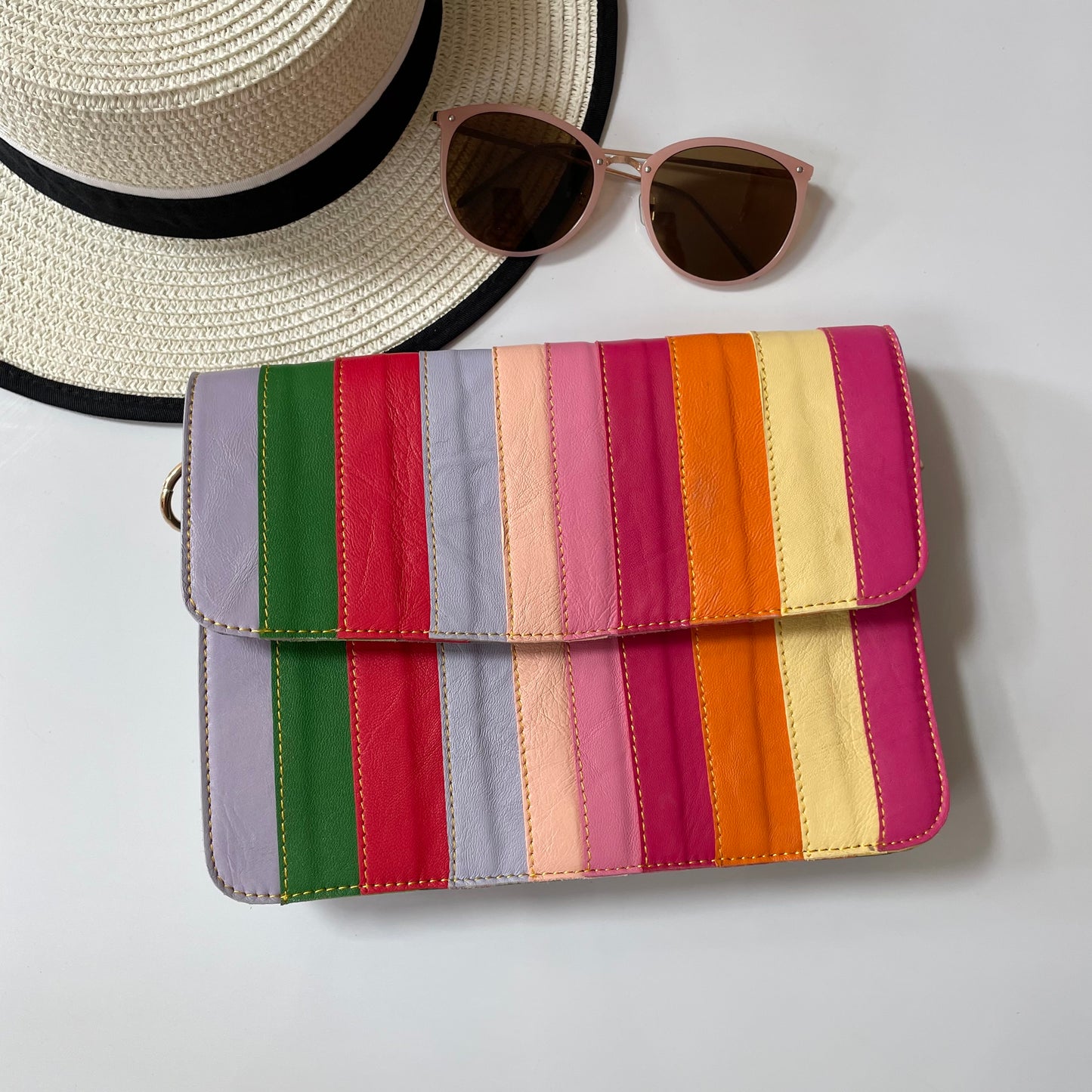 Nephele Luna Bags Unique Handmade Recycled Sustainable Upcycled Leather Rainbow