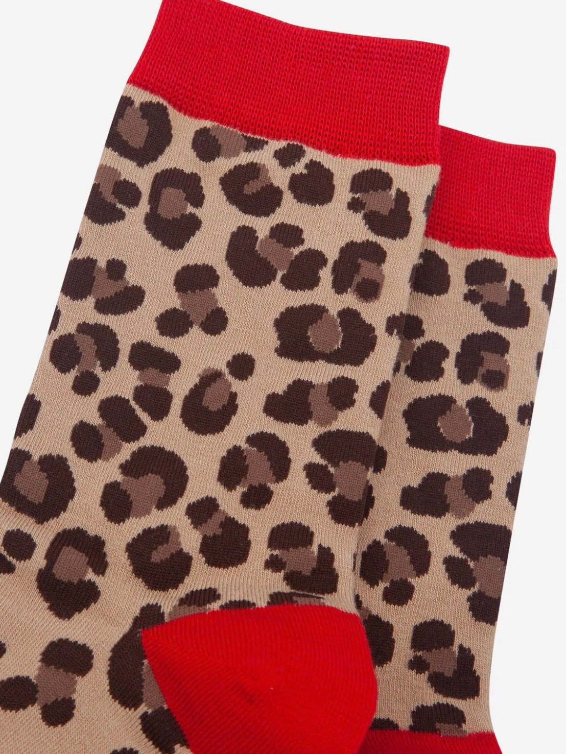 Red Leopard Print Bamboo Socks UK Size 3-7