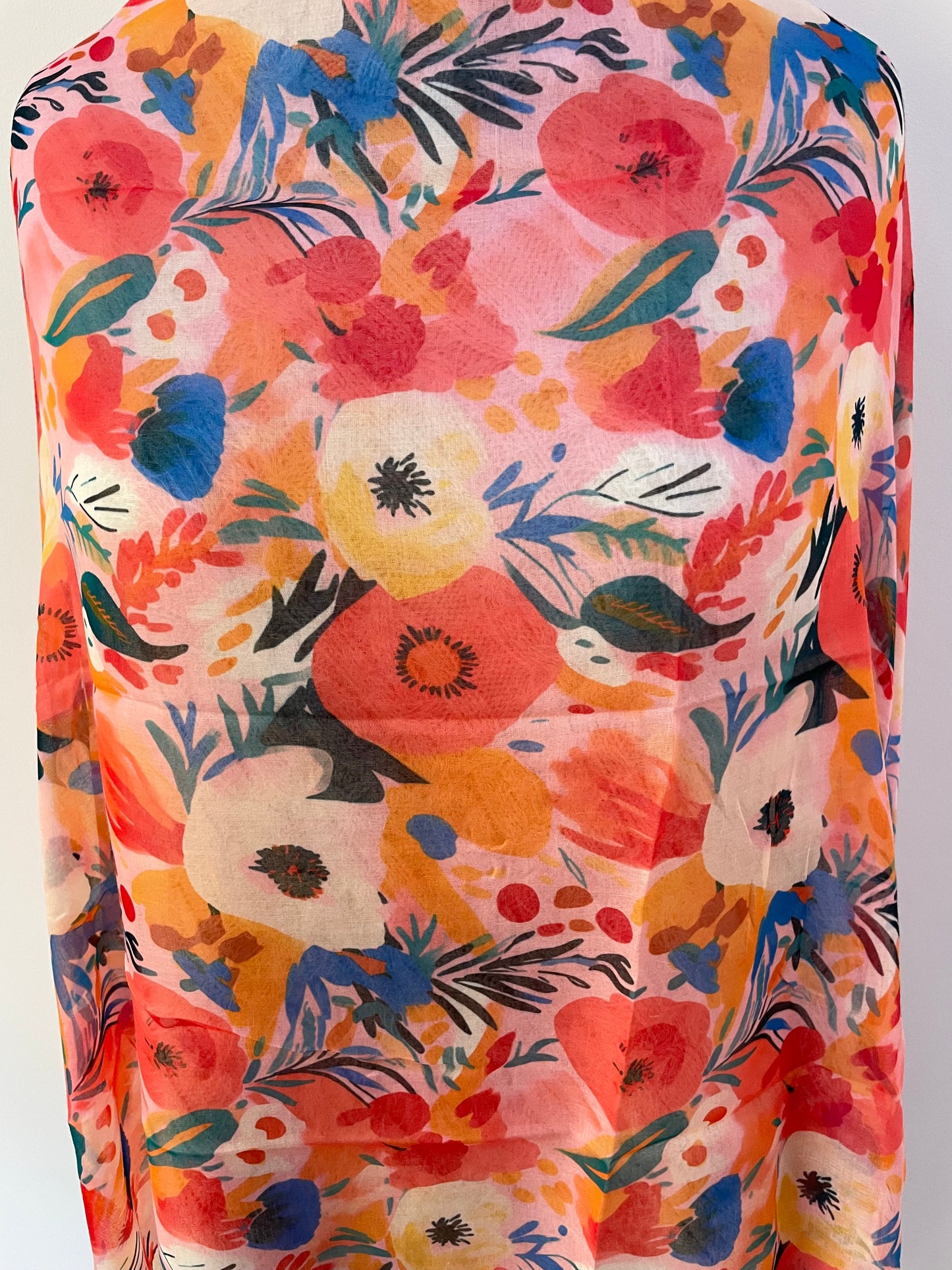 Spring Coral Floral Scarf