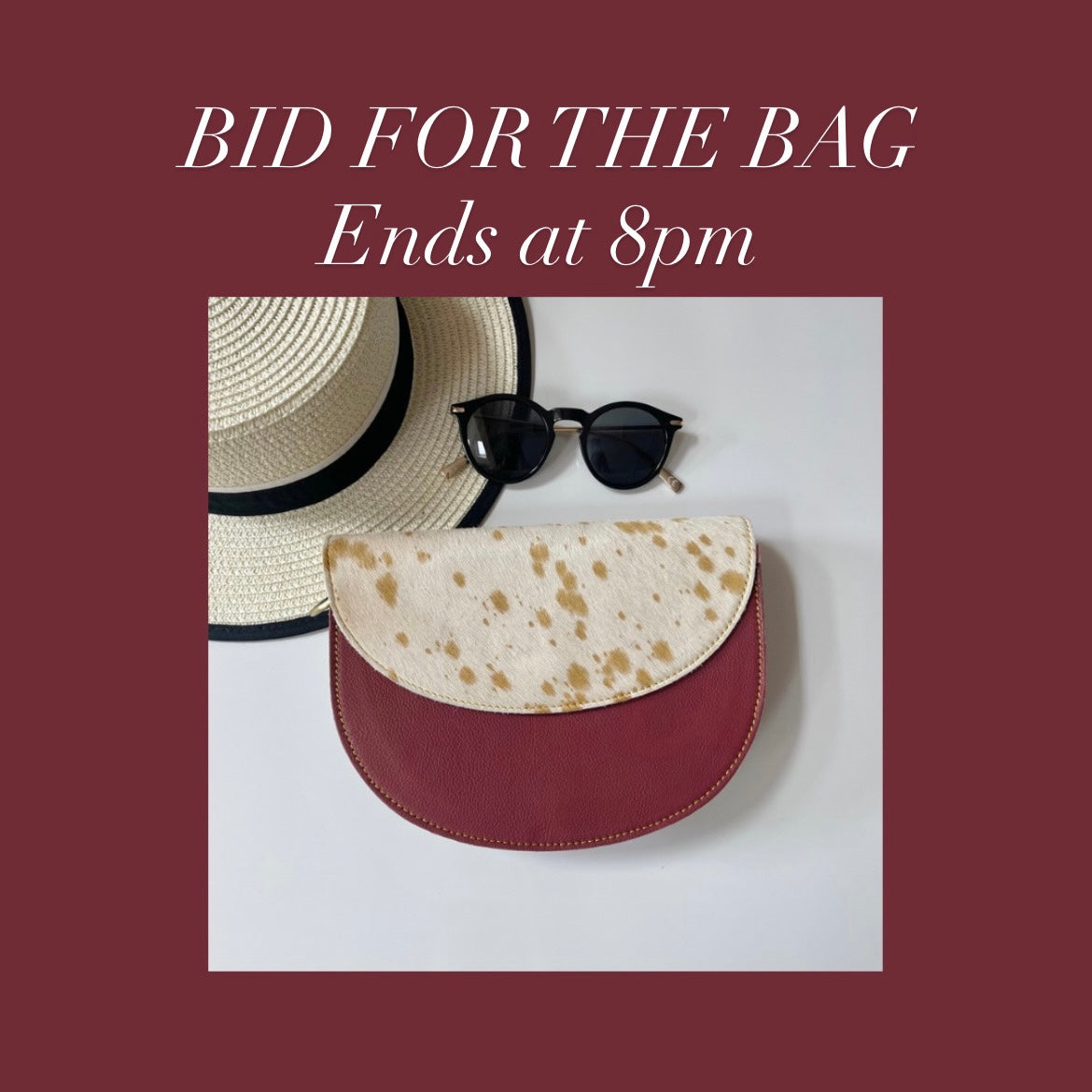 Bid for the bag Grace Green Gold Metallic and Blue Cow and Claire Wine Cow