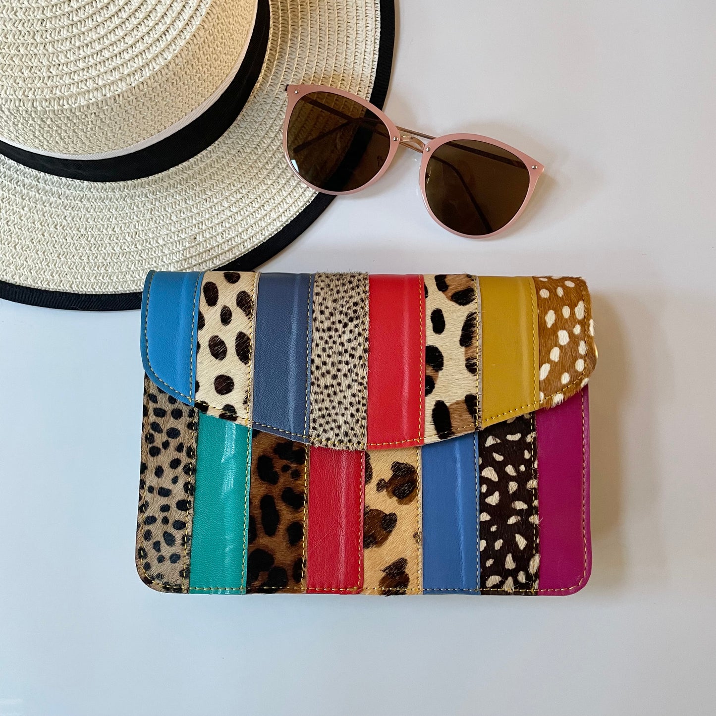 Nephele Lulu Bags Unique Handmade Recycled Sustainable Upcycled Leather Rainbow