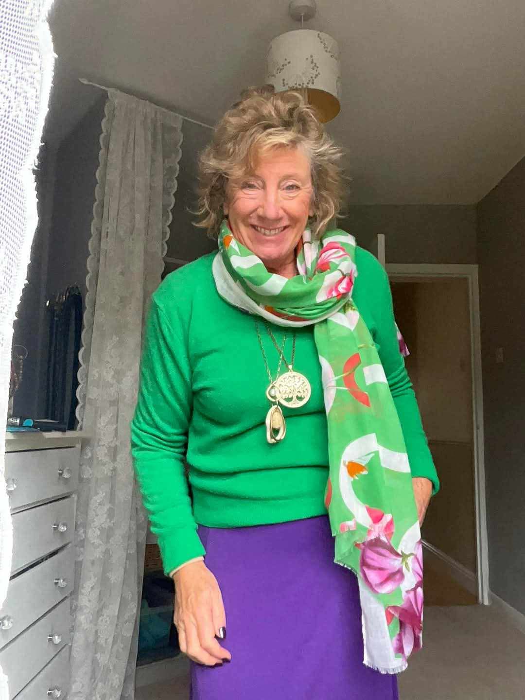 Spring Apple Green Circles Scarf