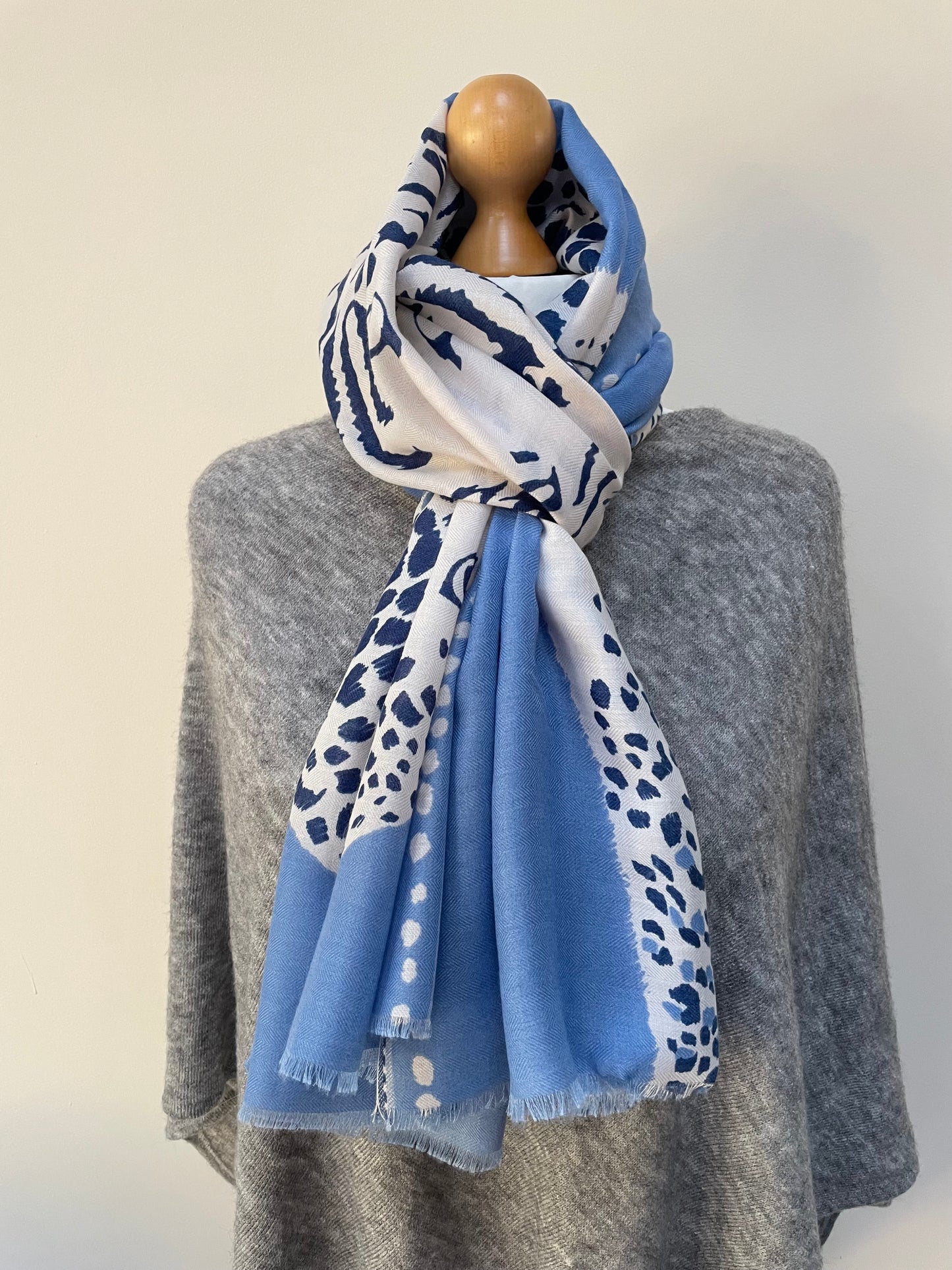 Summer Blue Tiger and Leopards Scarf