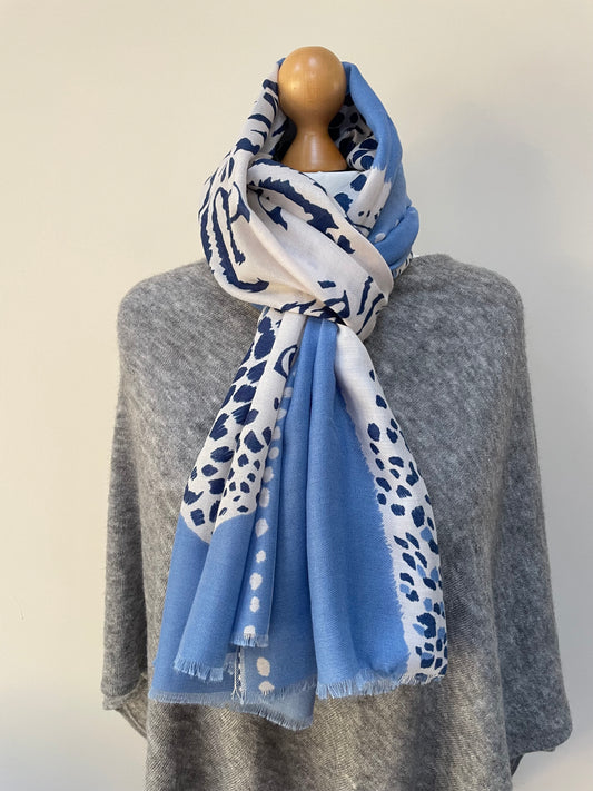 Summer Blue Tiger and Leopards Scarf