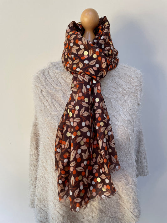 Autumn Brown Leaf Scarf