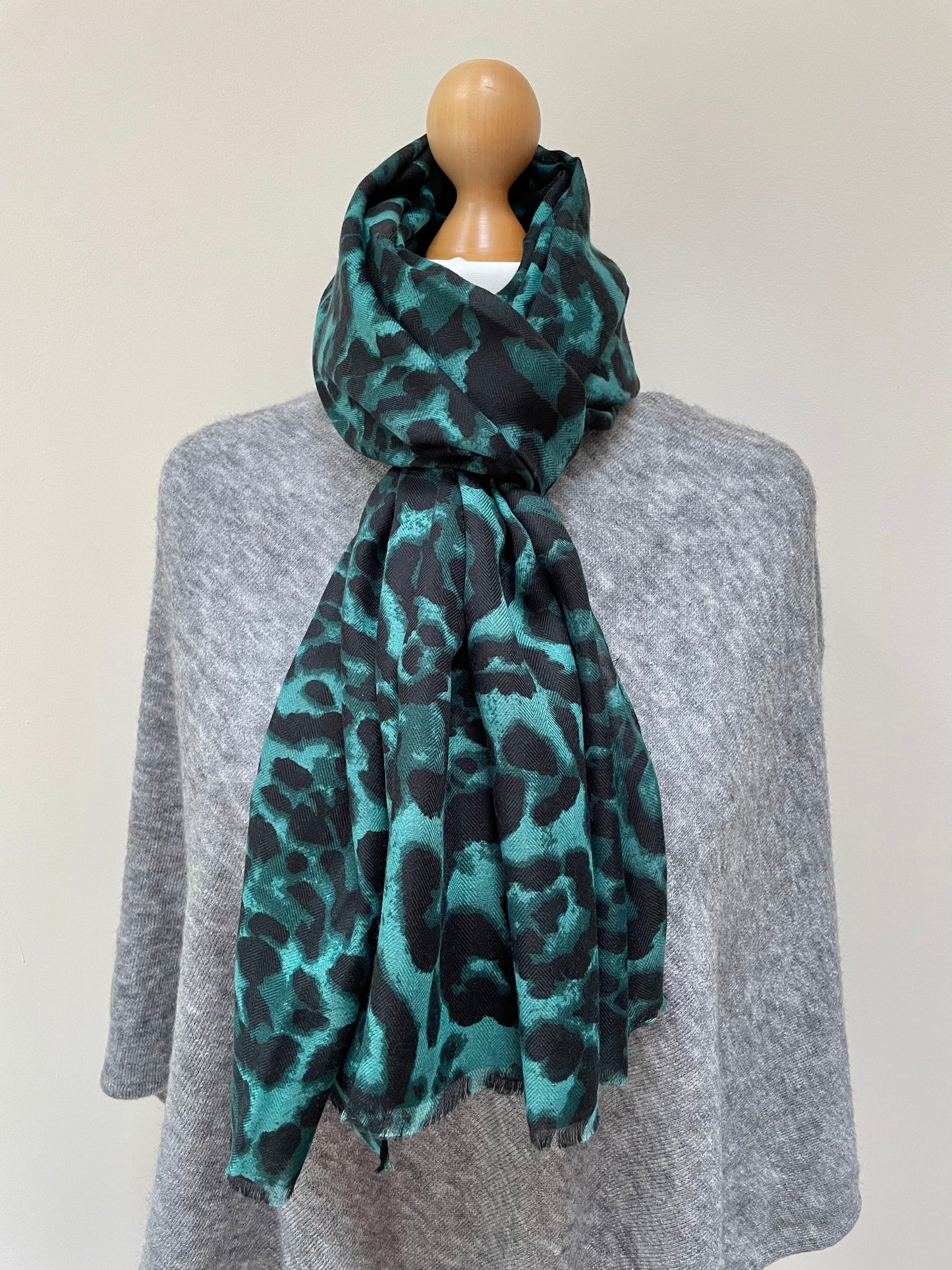 Winter Green Leopard Scarf