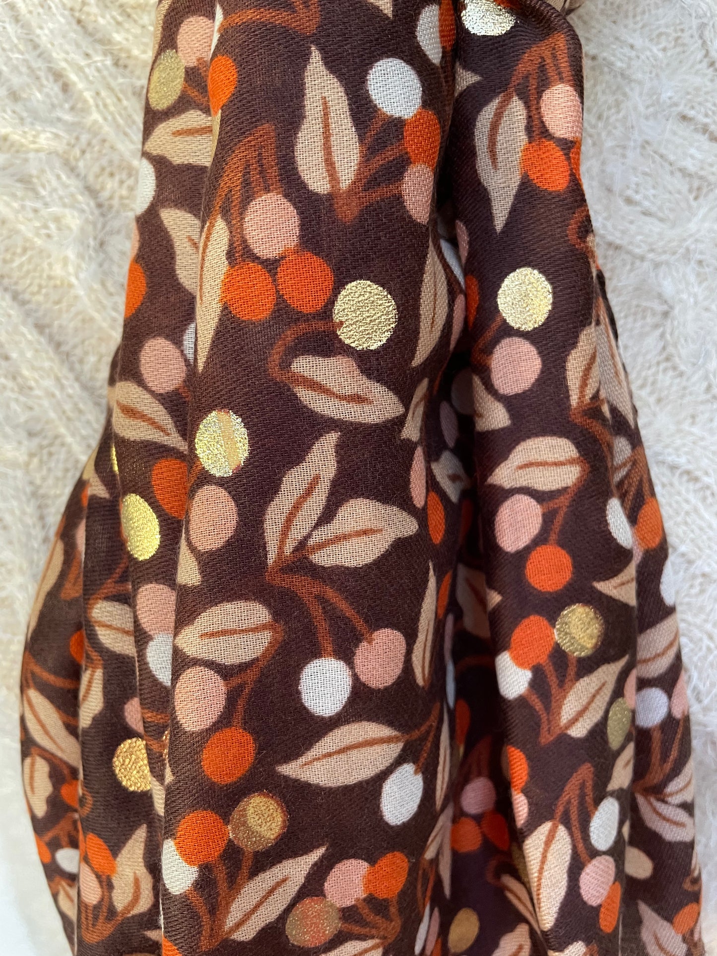 Autumn Brown Leaf Scarf