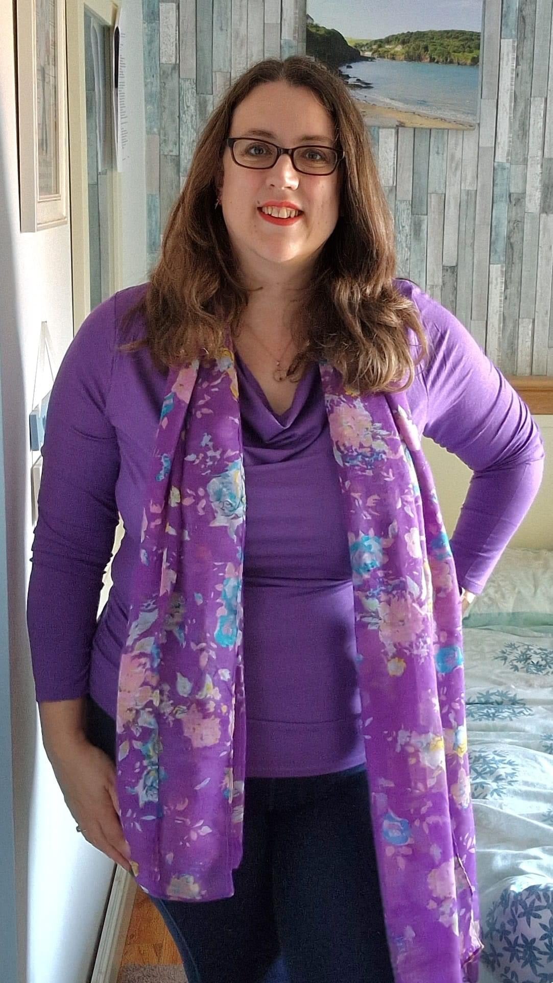 Spring Violet Floral Scarf